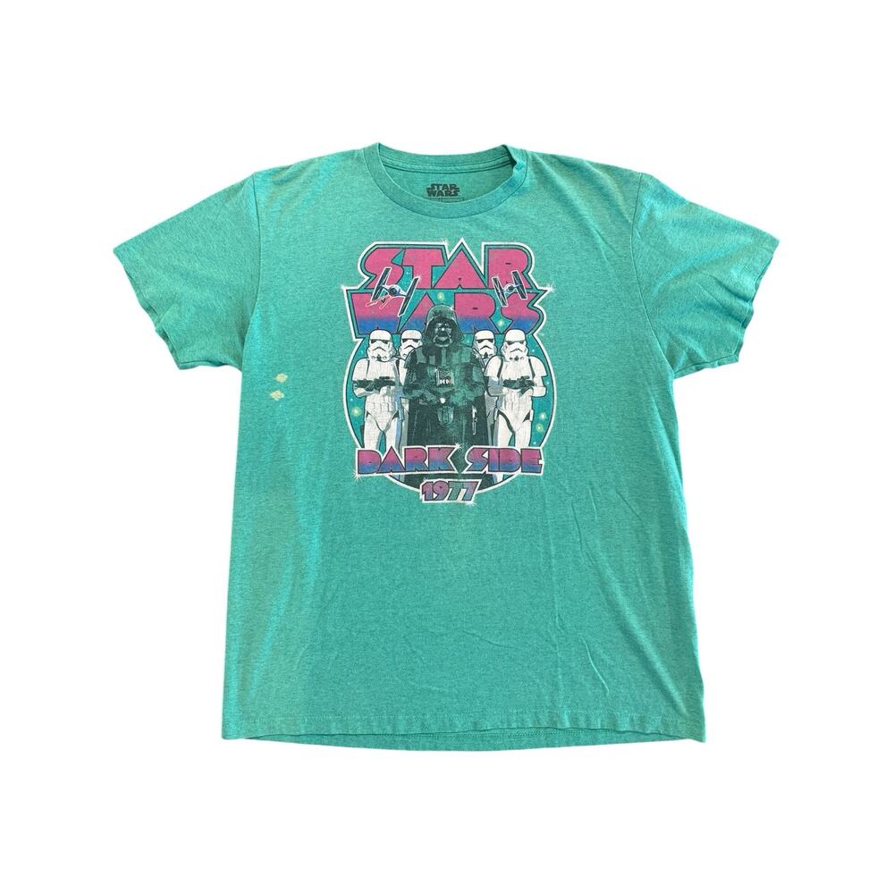 Star Wars Dark Side 1977 Graphic Tee Green Darth Vader Shirt Size M